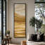 Grande toile murale encadrée - Reproduction de paysage abstrait de montagne en couches jaunes - 60 po x 20 po-532610838-532610839
