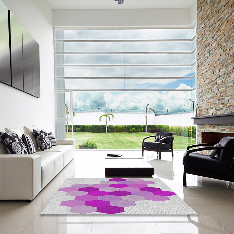 Tapis mauve à motif géométrique Kollman, Carré 6 pi