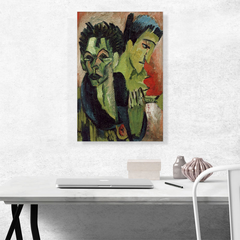 «Selbstbildnis Mit Madchen» par Ernst Ludwig Kirchner, reproduction d'art sur toile tendue, H 26 po x l 18 po x P 0,75 po