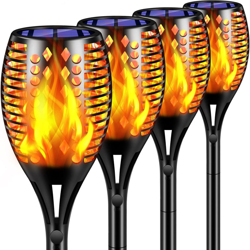 Solar Outdoor Torch Lights with Realistic Flickering Flame, IP65 Garden & Pathway Lights