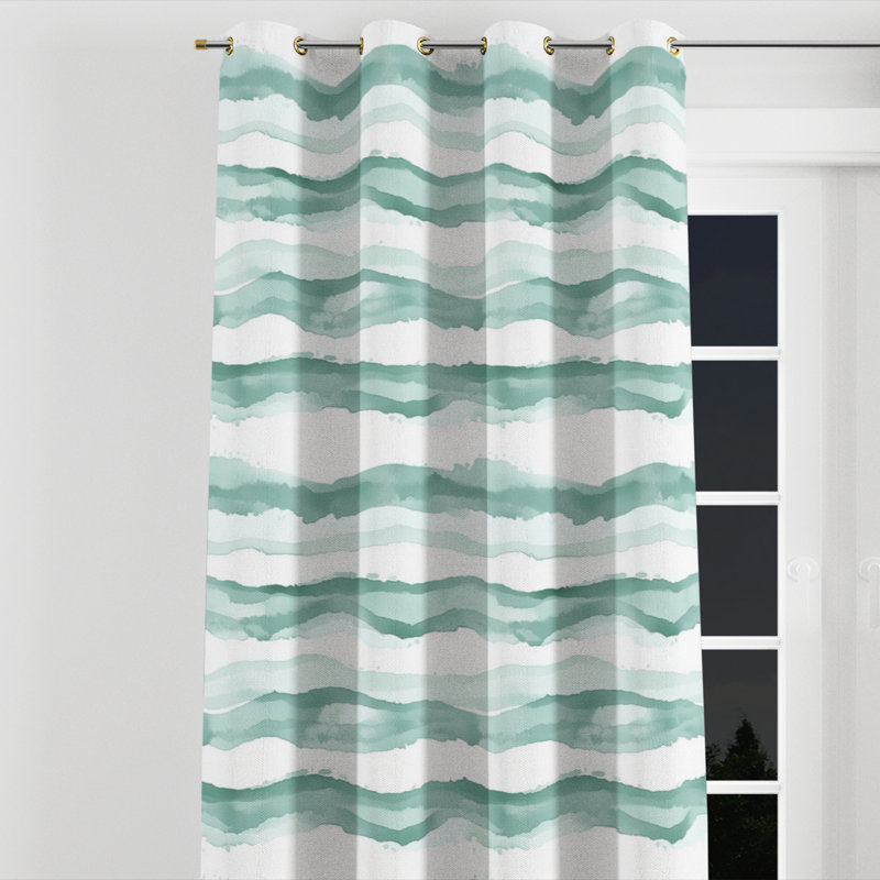 Rideaux à rayures pour chambre à coucher - Rideau moderne à œillets Balwinder - 1 panneau, Œillets dorés, L 52 po x L 108 po