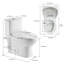 Toilette monobloc 1,1 / 1,6 GPF allongée à hauteur de confort très grande, certifiée CUPC, certifié Watersense, céramique, couleur blanche, siège à fermeture en douceur