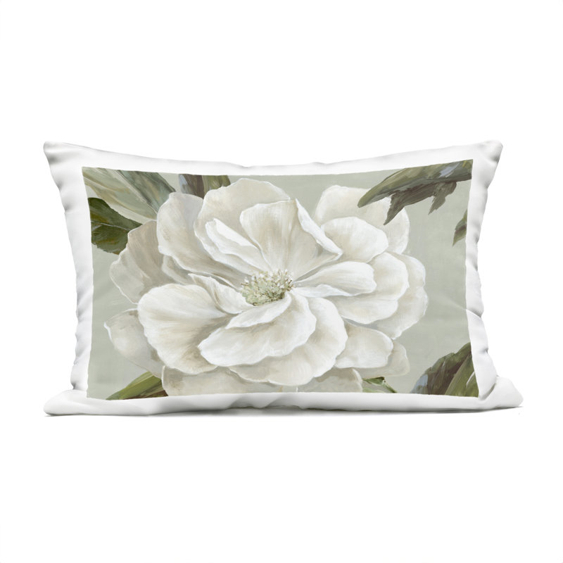 Coussin d'extérieur imprimé Blooming White, design par Alex Black