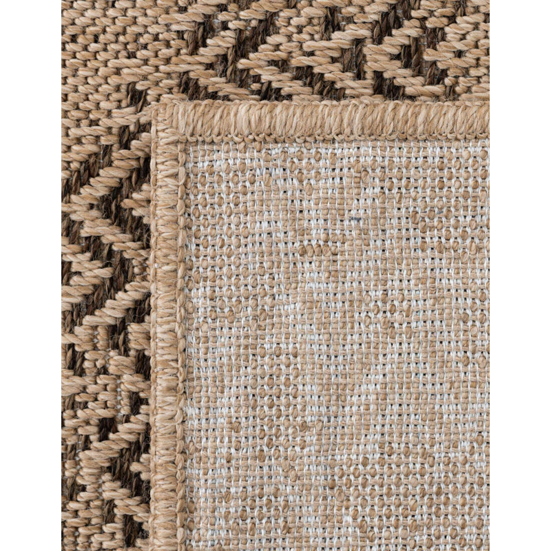 Lachlan Geometric Machine Woven Polypropylene Area Rug in Natural/Brown, Rectangle 4'3" x 6'1"