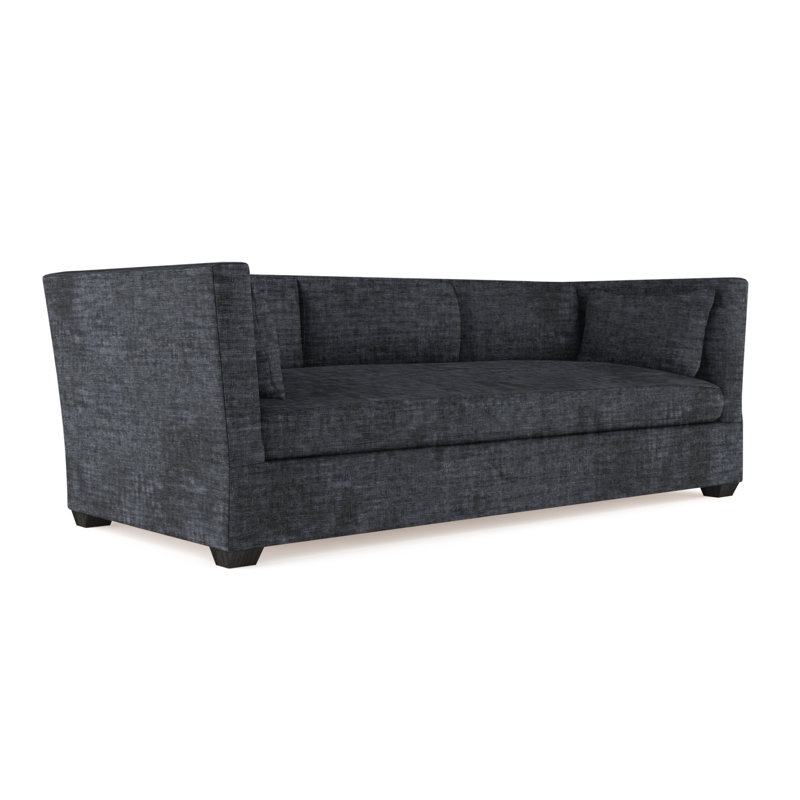 Sofa, Linen Blue Print, 31" H x 96" W x 41" D