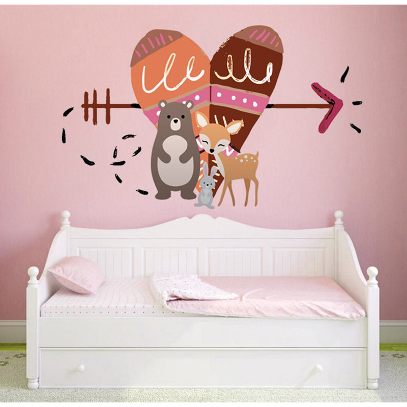 Flèche, cœur, animaux, mur, H 46 po x l 69 po