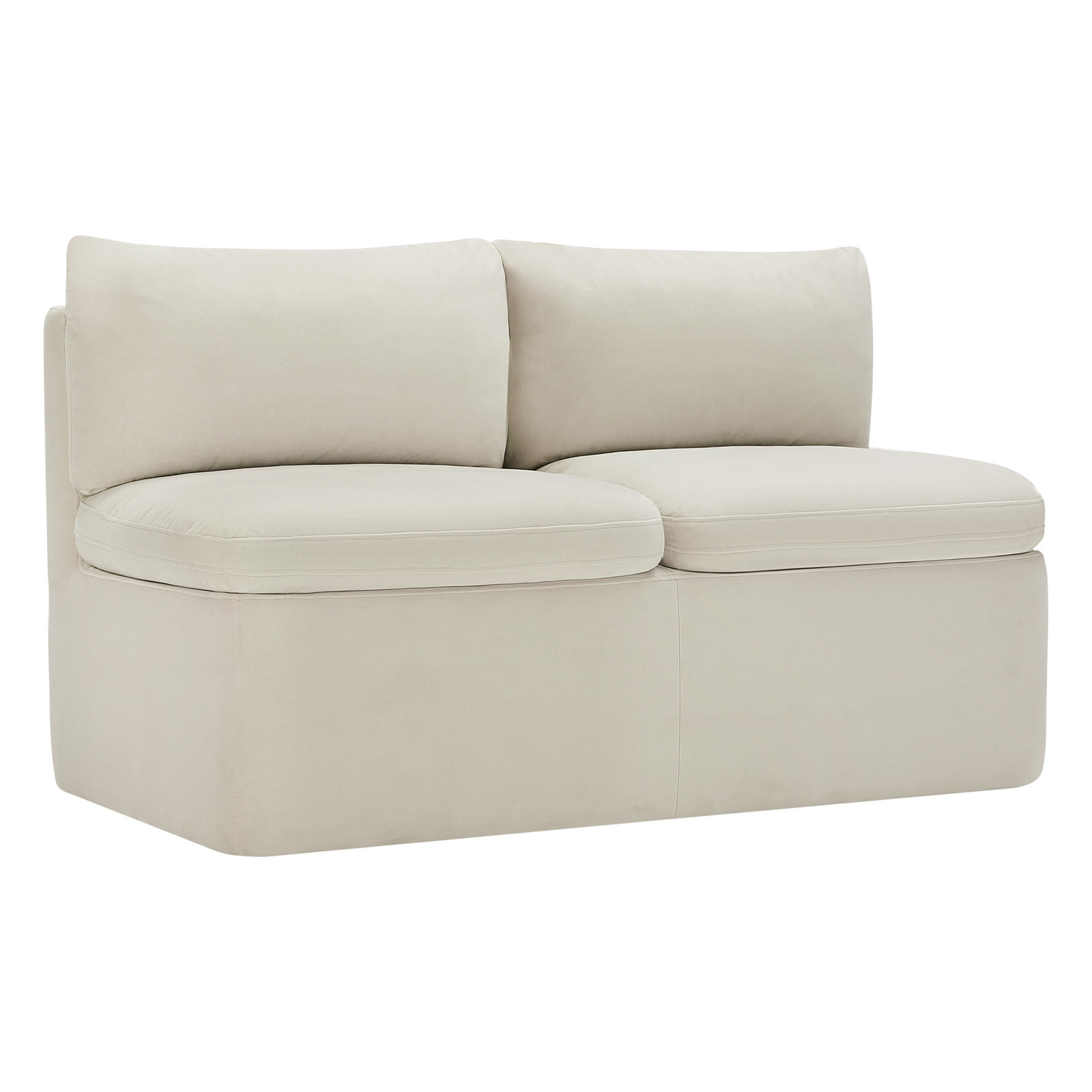 Alayaa 55" Linen Storage Dining Bench, Bella White Velvet