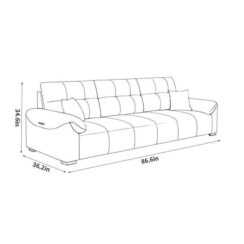 Canapé simple en similicuir, H 34,6 po x l 86,6 po x P 36,2 po, 3