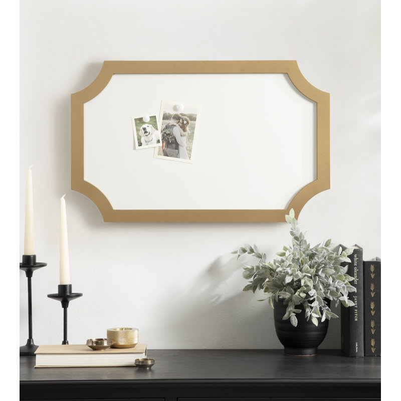 Scalloped Magnetic Dry-Erase Board with Marker and Magnets, Gold