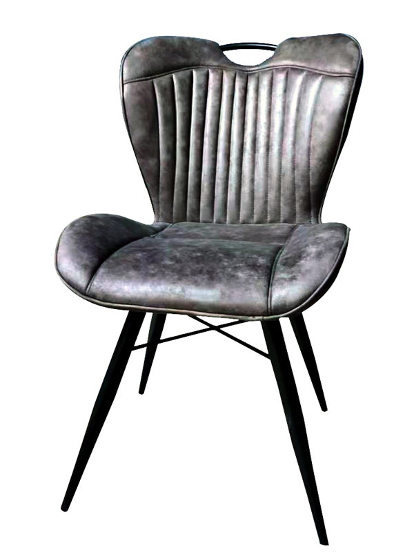 Aayisha Fabric Upholstered Metal Side Chair, Brown/Black