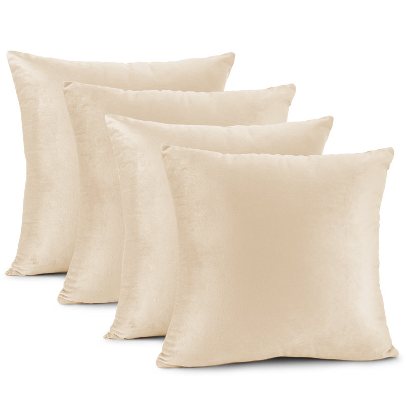 Velvet Reversible Pillow Cover, 20"H x 20"W, Beige