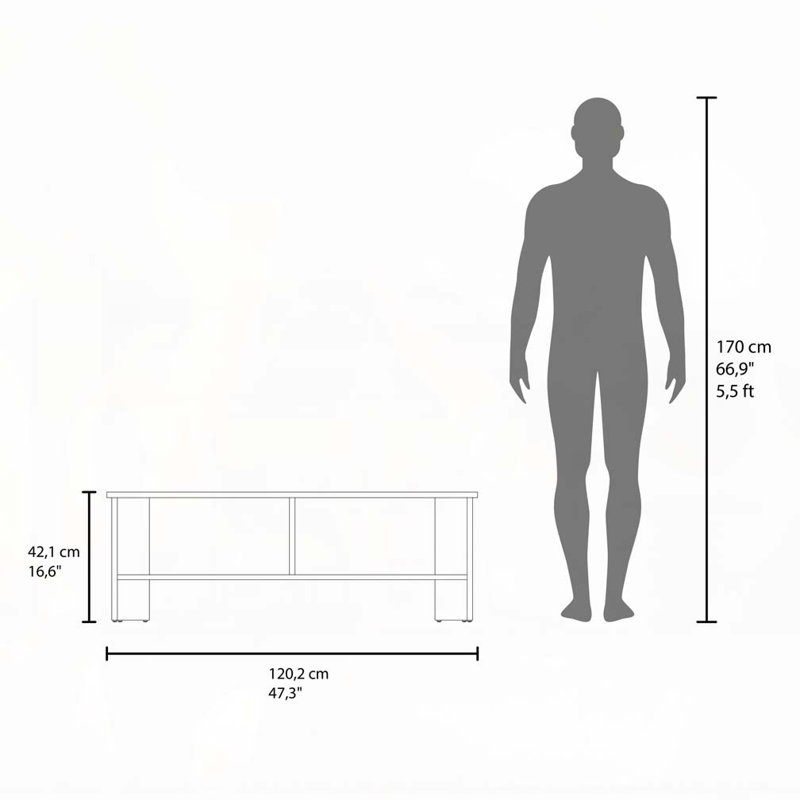 Wengue TV Stand with Open Storage, Brown