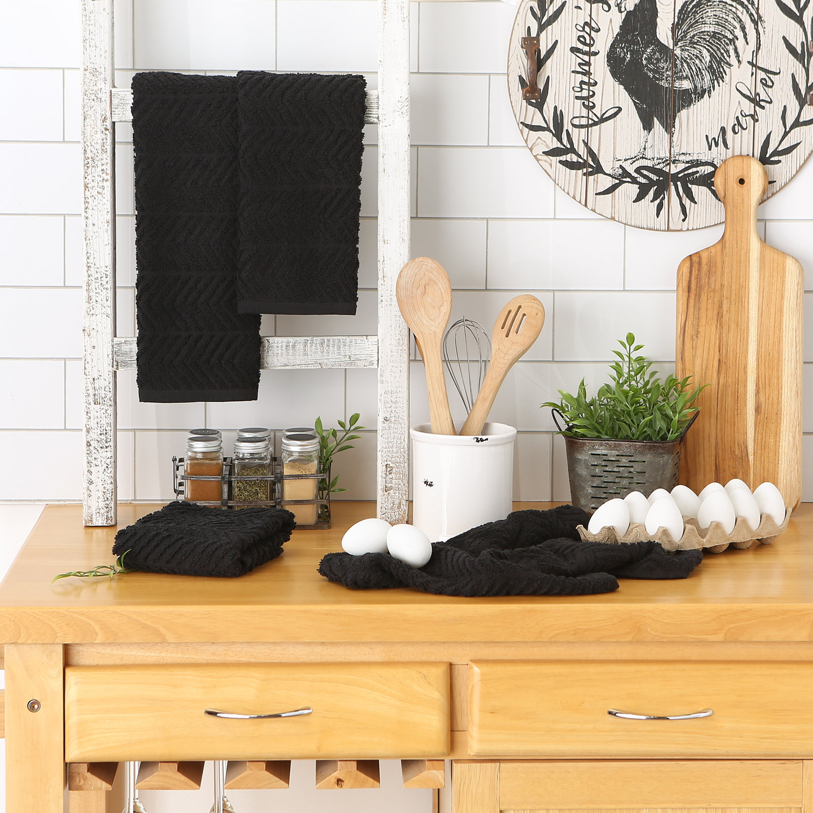 Cotton Dish Cloth Kitchen Towel, Black