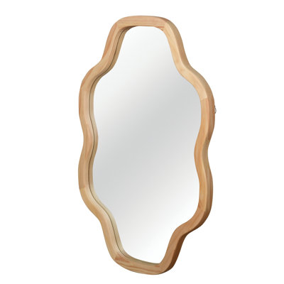 20"x30" Cloud Shape Solid Wood Franme Decorative Mirror,Irregular Wooden Framed Decorative Vanity Mirror, Rustic Farmhouse Accent Mirror for Bathroom,