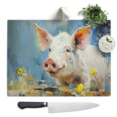 Pig Gestural  Glass Chopping Board