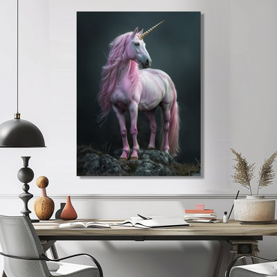 Pink White Unicorns Dream Mythical Creature - Mythical Creatures Wall Art Print