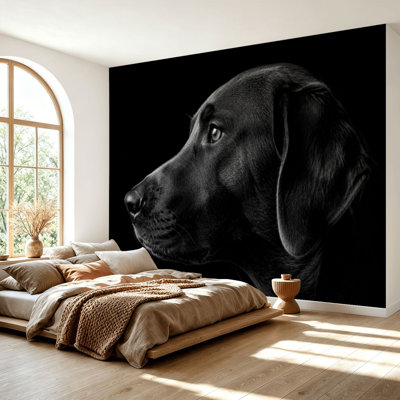 Papier peint adhésif auto-adhésif Labrador Labrador noir et blanc pour papier peint pour salon, chambre à coucher H 69 po x l 96 po