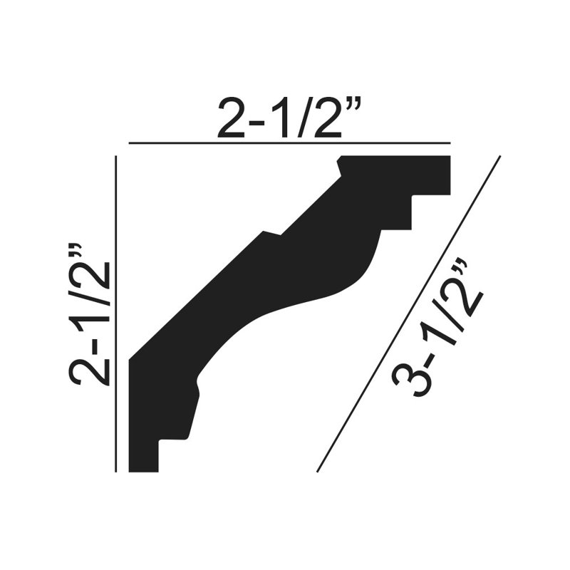 RPS-2210 2.5'' H x 96'' W x 2.5'' D Urethane Chair Rail