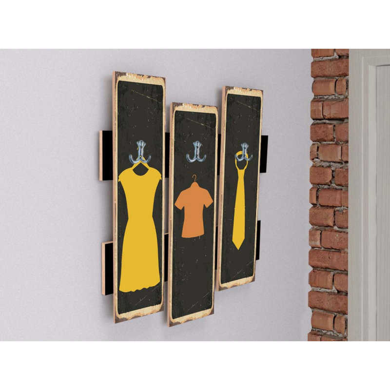 Portemanteaux mural noir / jaune / orange Bacchus