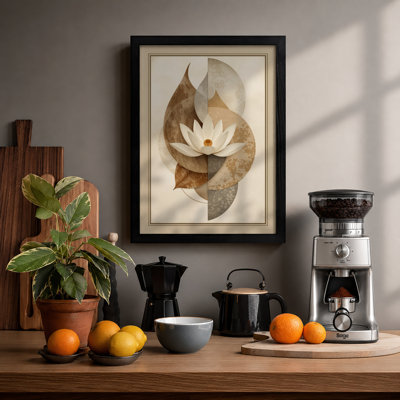 Lotus and Leaves Botanical - Framed Print