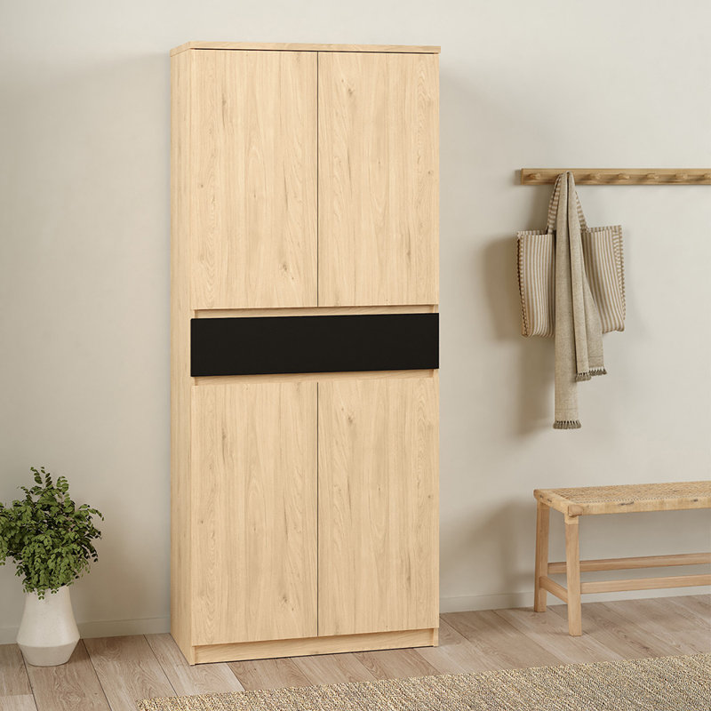 28 Pair Shoe Storage Cabinet, Brown/Black