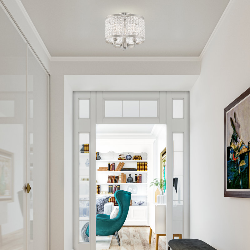 Belisle Crystal Semi Flush Mount, Brushed Nickel
