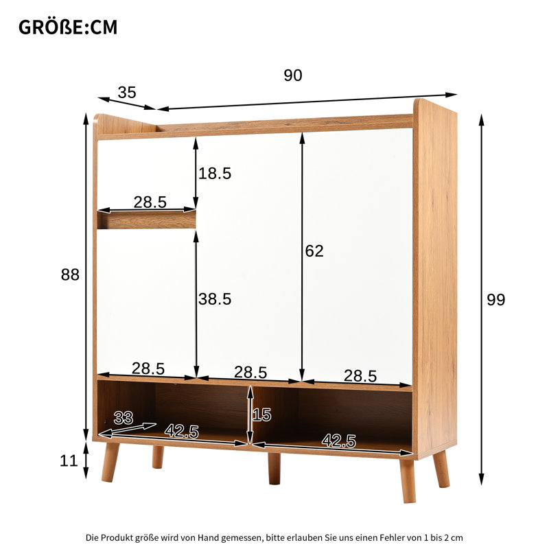 12 Pair Shoe Storage Cabinet, White/Brown