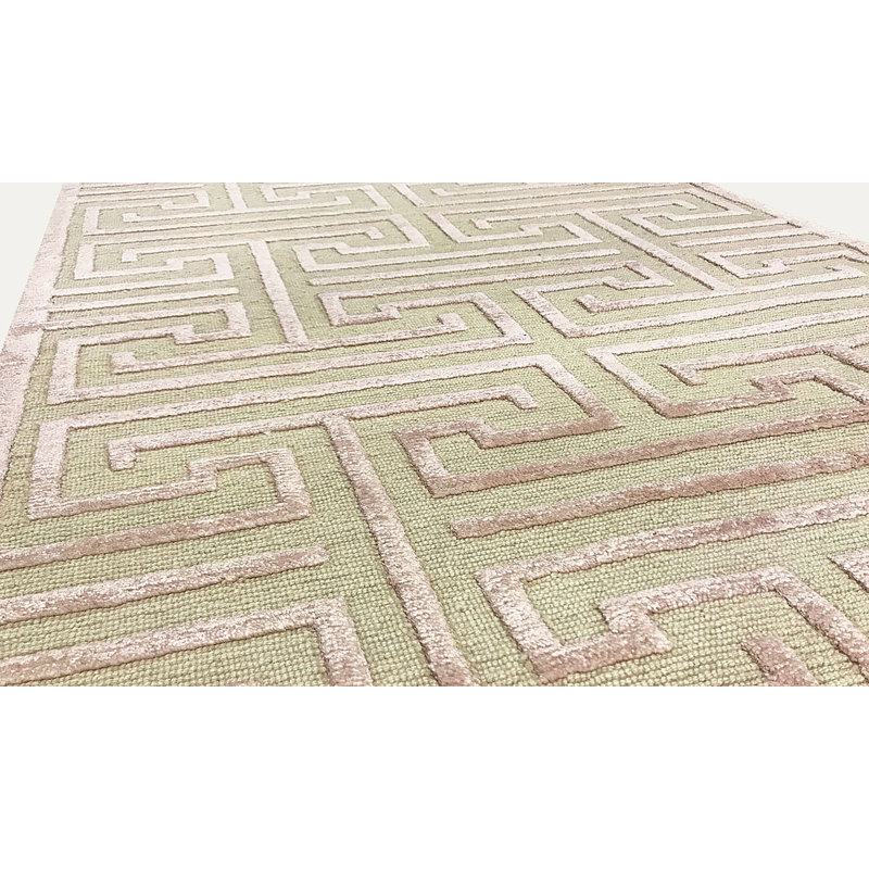 Hand-Knotted High-Quality Ivory and Pink Runner