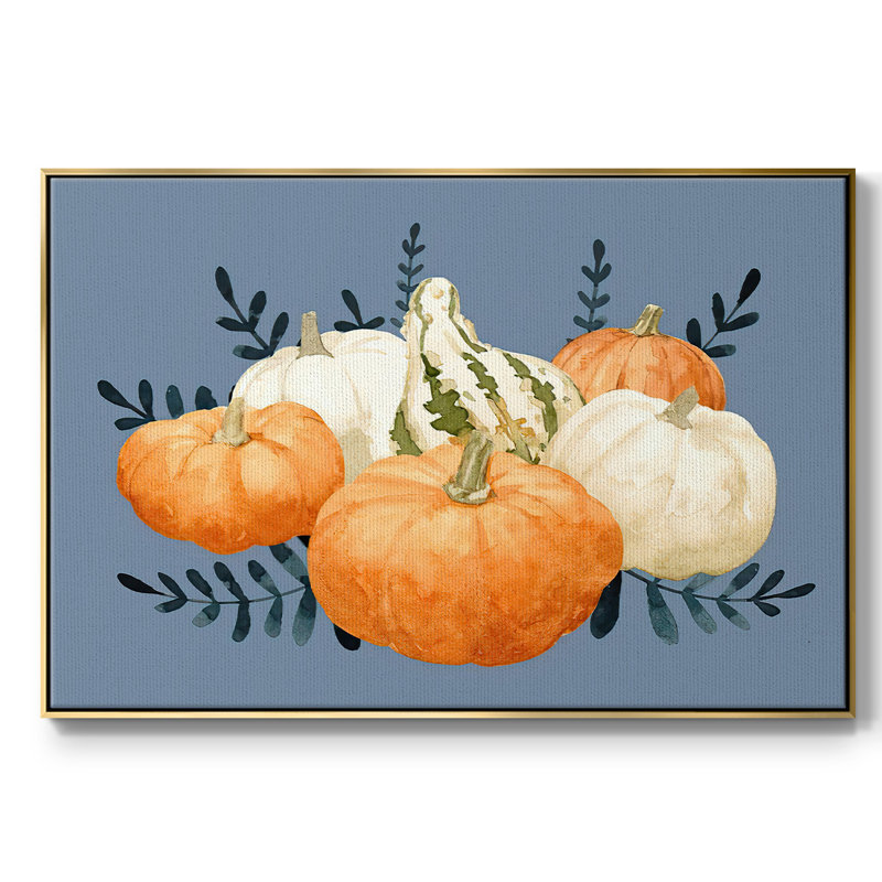 Autumn Orange & Blues II, reproduction d'art sur toile, Encadrement doré, H 25 po x l 37 po x P 2 po