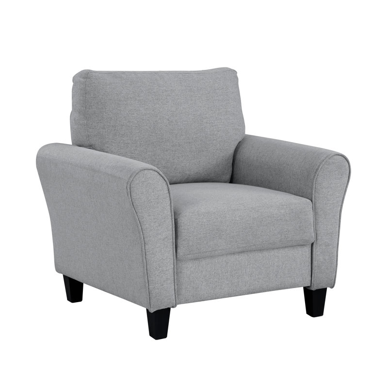 Mobilier de salon moderne avec coussins attachés en tissu texturé de couleur sable transitionnelle moderne, Gris foncé