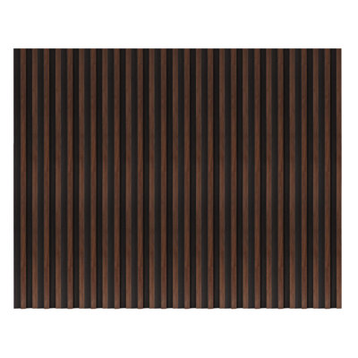 PS Wood Slat Wall Panels, 12 Pack, 3.94 x 92.91 in, Covers Approx. 30.5 sq.ft., 3D Fluted Wall Panels for Interior Wall Decor, Modern Decorative Wall Paneling for Bedroom, Living Room, Office & TV Background Wall, Dark Walnut