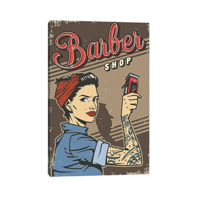 Barbershop Woman by Art Mirano - Wrapped Canvas Advertisements