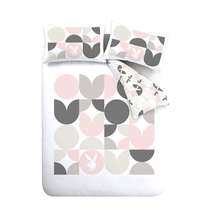 Retro Geo Bunny Reversible King Duvet Cover Set with Pillowcases with Pillowcases, Double - 2 Standard Pillowcases