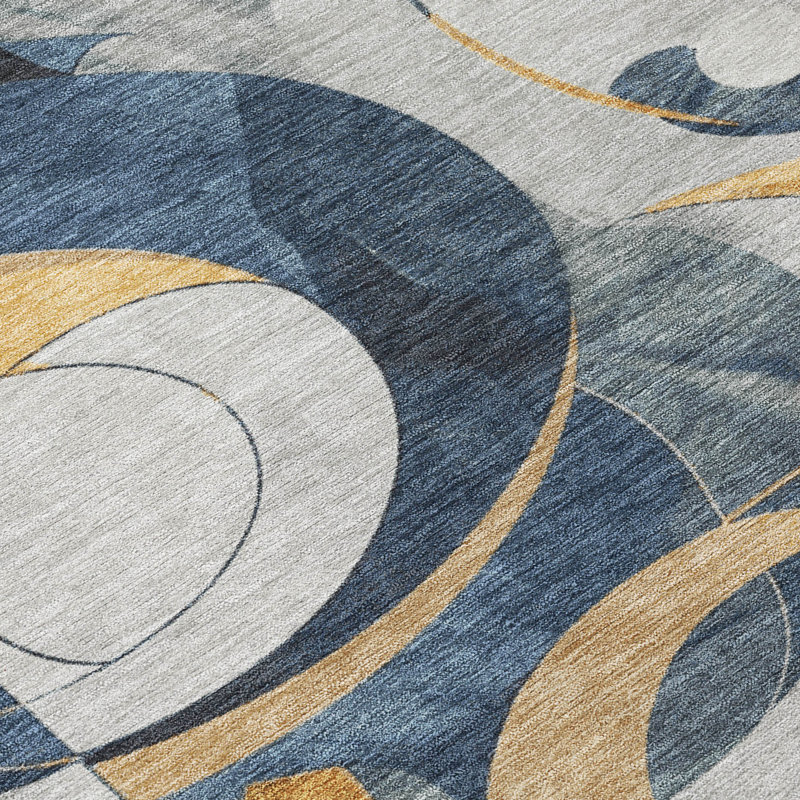 Tapis géométrique intérieur / extérieur lavable à la machine Kimberlin ACN2175, Rectangle 9 pi x 12 pi