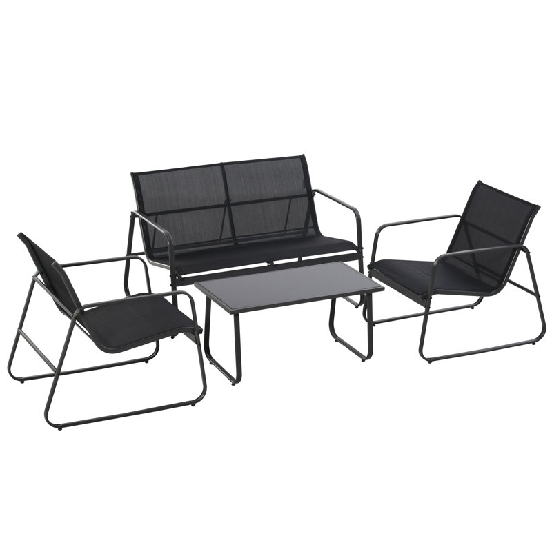 Peggy 4 Piece Garden Furniture Set Outdoor Patio Sofa Set Black