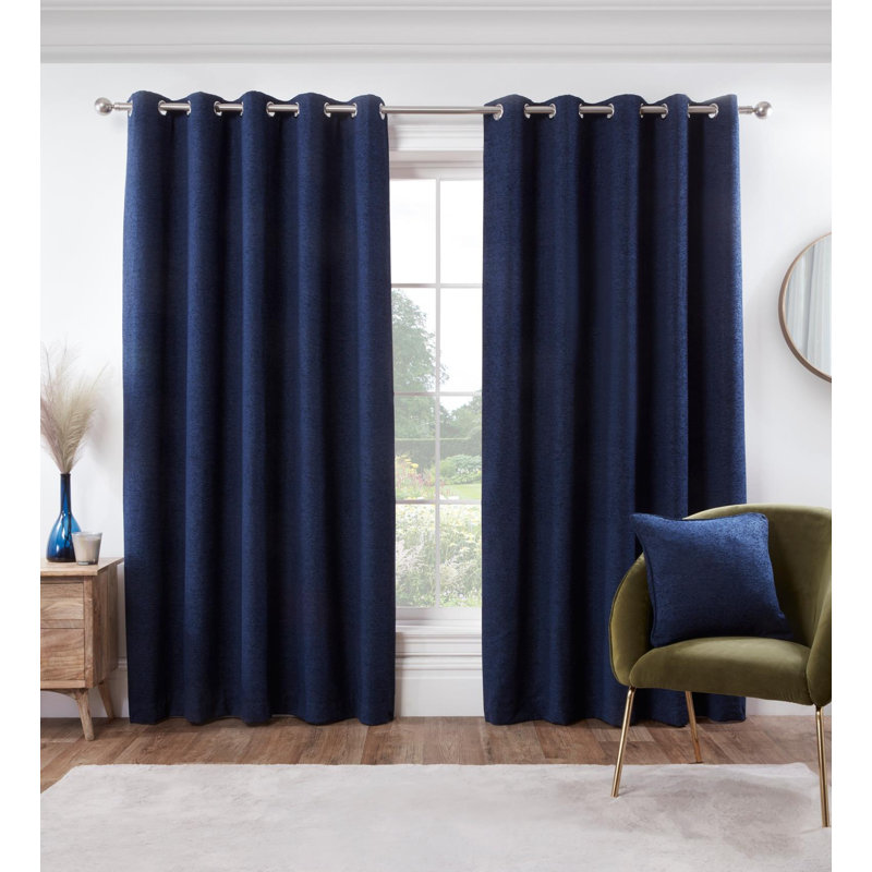 Fraleigh Room Darkening Sliding Panel Pair, 182.88 W x 167.64 D cm, Navy