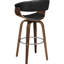 Tabouret pivotant moderne en noyer et noir avec cadre en métal et repose-pieds ergonomique