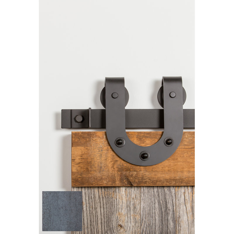 Ensemble de quincaillerie pour porte de grange simple Horseshoe, 96, Couche transparente