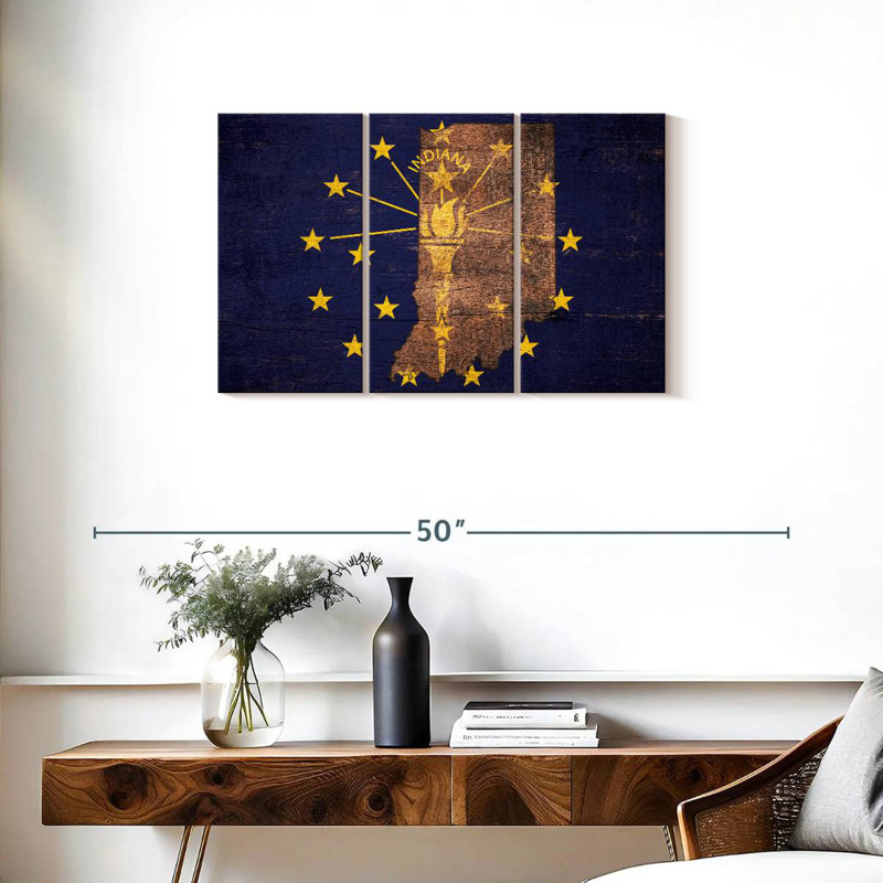 Carte d'État sur le drapeau de l'Indiana, H 20 po x l 33 po