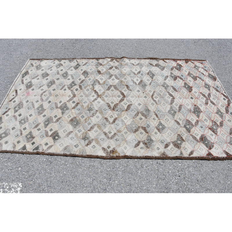Tapis turc bohémien beige rétro: décor organique fait à la main pour le couloir et la maison brun / beige