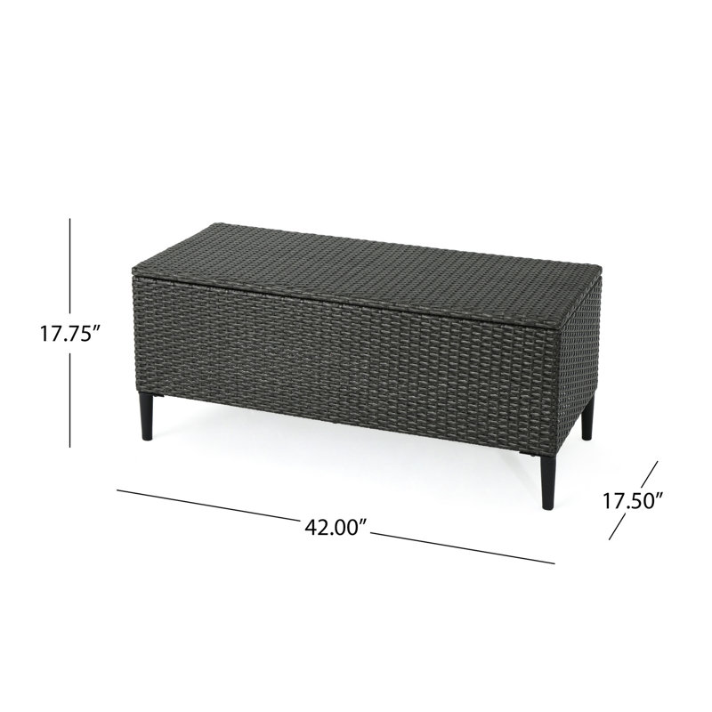 Banc de rangement en rotin pour l'extérieur, Gris