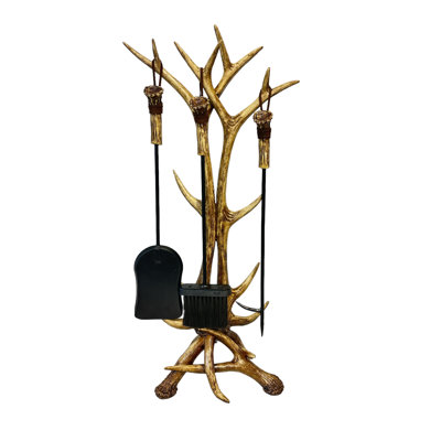 ANTLER 3 PC FIREPLACE TOOLS STAND