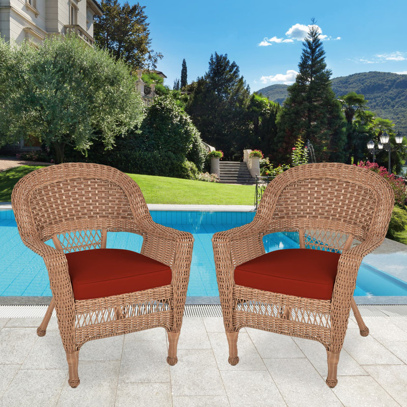 Chaise de patio avec coussins Burrowes, Rouge, Miel
