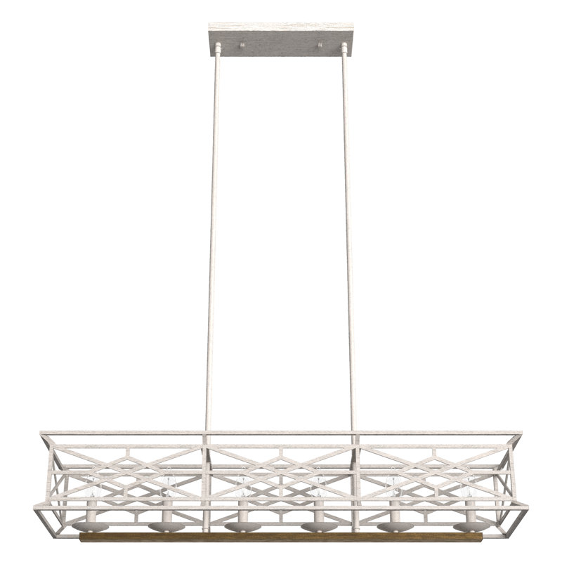 Langwood 6 Light Linear Chandelier, White