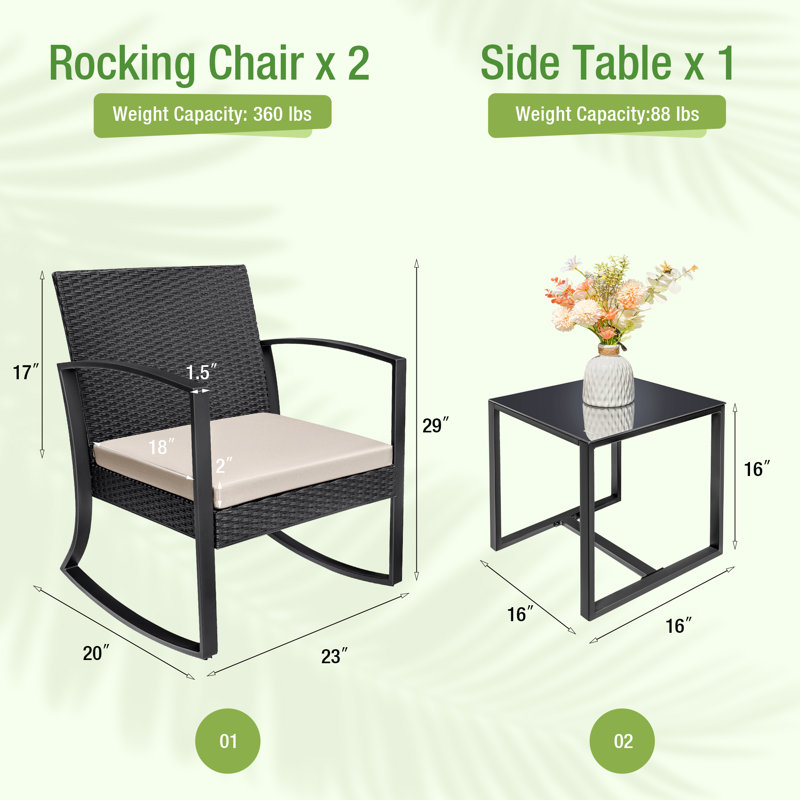Anniah 2 - Person Patio Dining Set with Square Table , Cushions Included, White