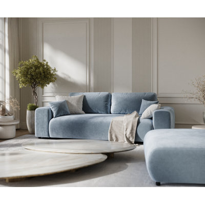 Three-seater square arm sofa