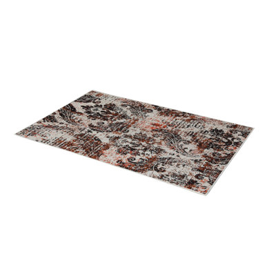 Tapis de couloir souple 2,6 x 4,9 pi | 100% polyester, hauteur de poils de 0,04 po | Antibactérien, antidérapant sous la surface | Tissé avec impression numérique 3D | Lavable à la machine | Durable et élégant pour les vestibules et les salons