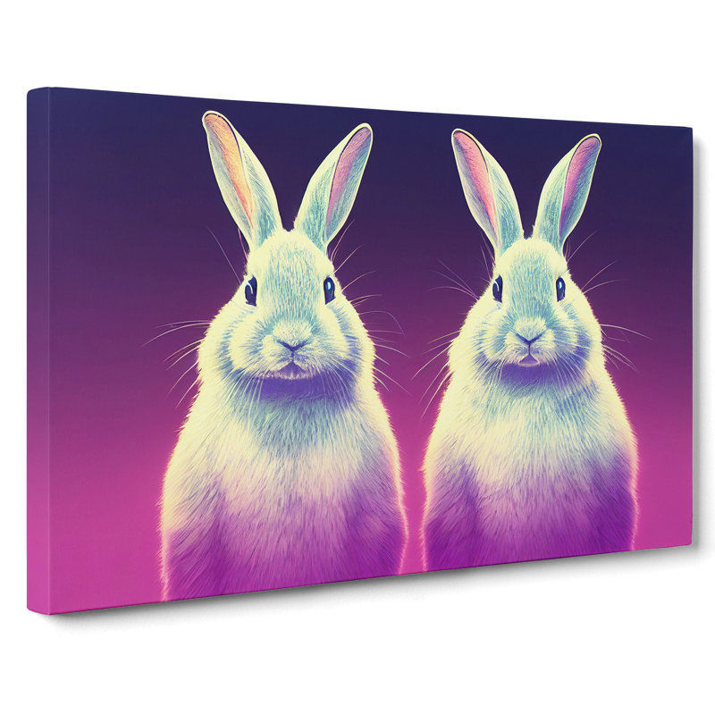 Pair Of Rabbits - Wrapped Canvas Print, 35cm H x 50cm W x 3cm D