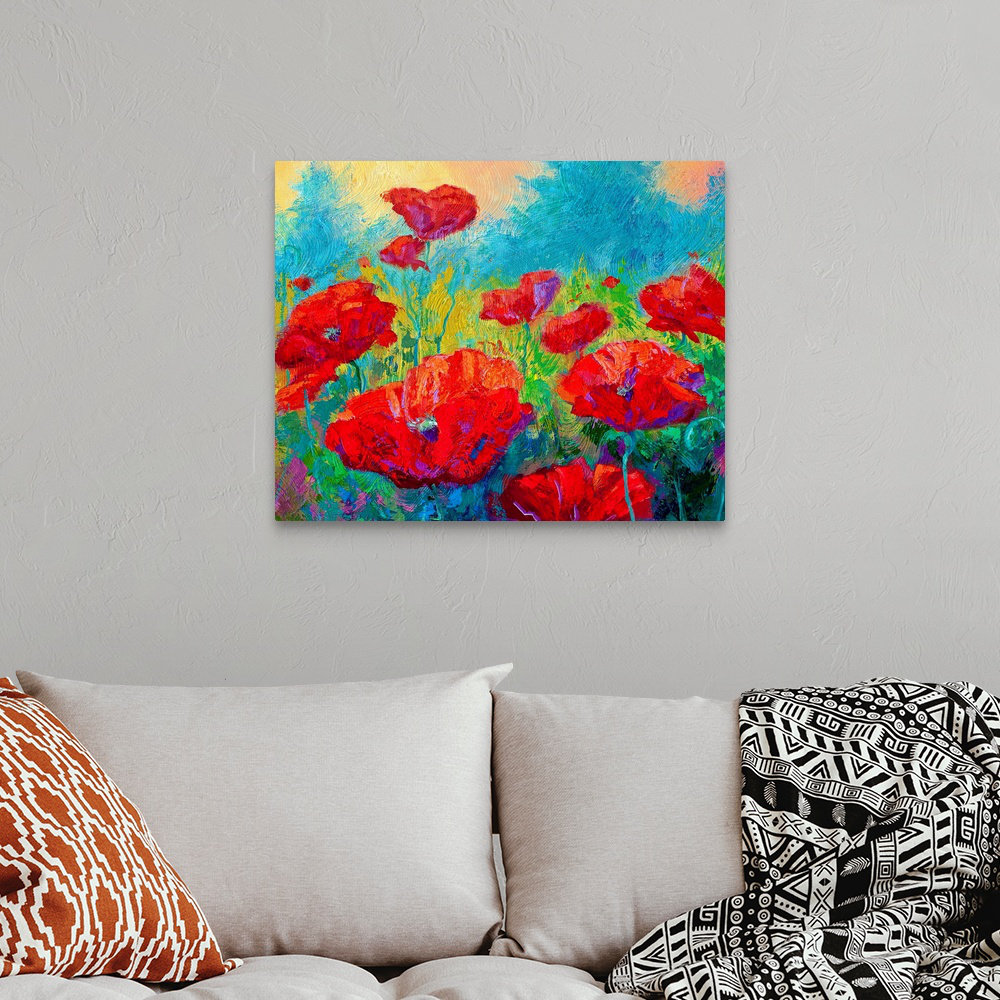 Field Of Red Poppies by Marion Rose Painting Print on Wrapped Canvas Great Big Canvas 