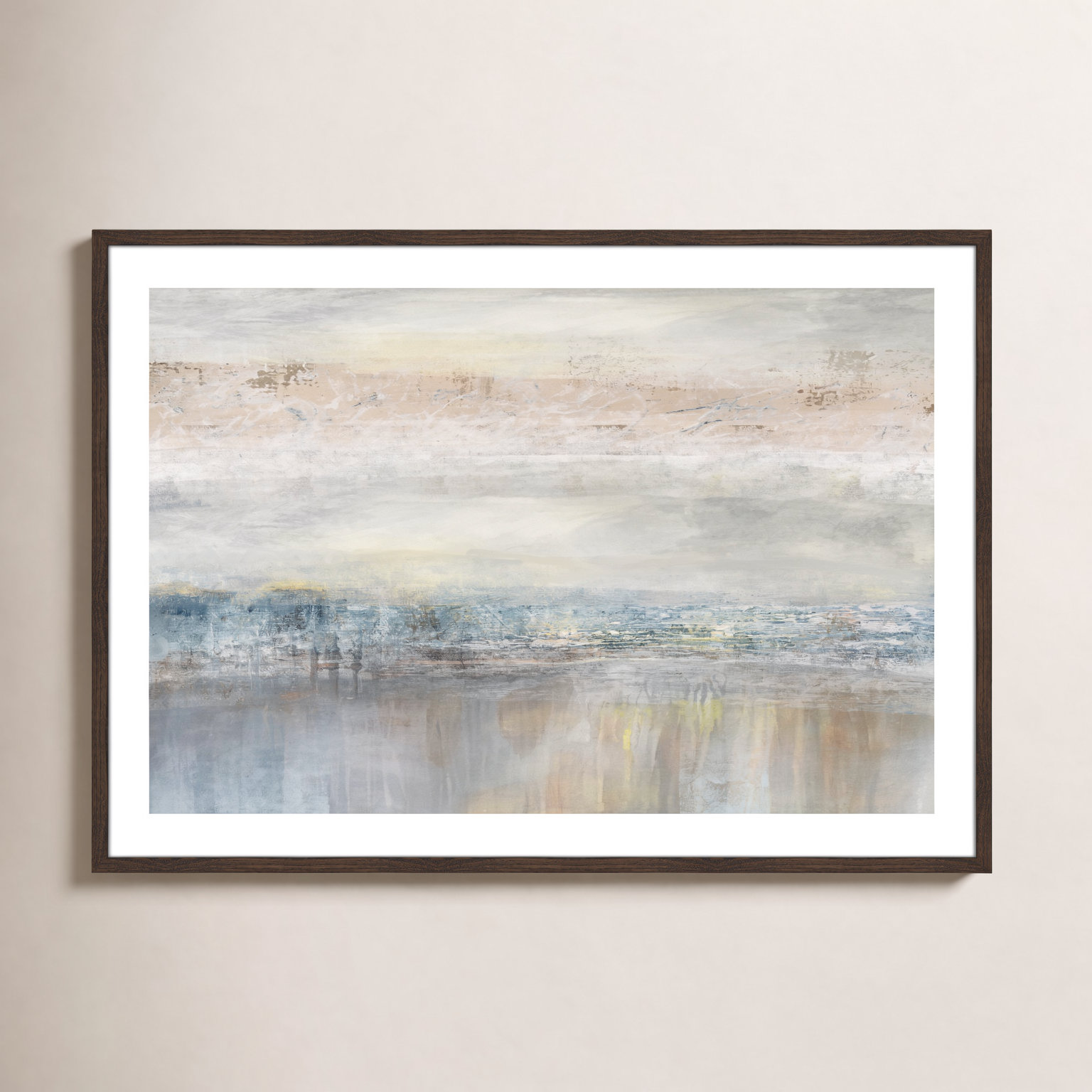 Electra "From A Distance" Painting by Nan, Picture Framed Paper, 25.5" H x 35.5" W, Walnut Wood